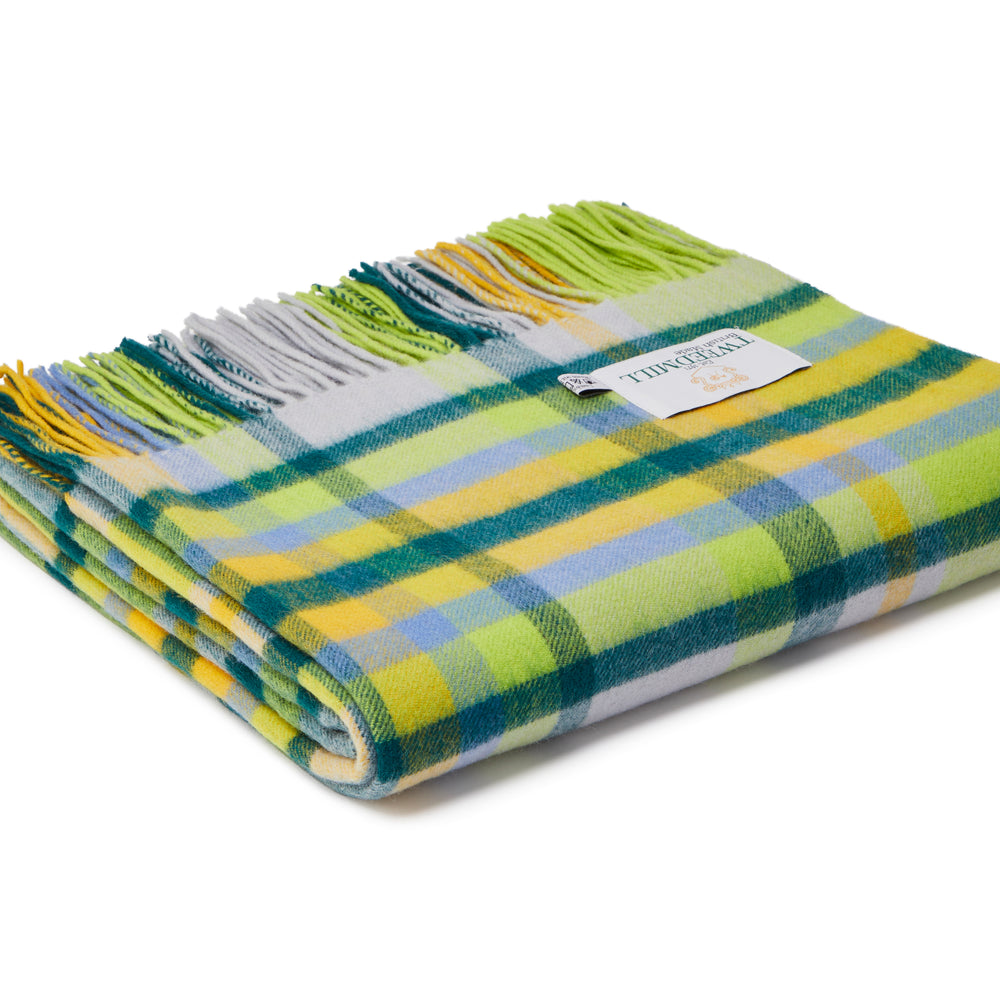Tweedmill Lambswool Throw, Bright Check, Citrus
