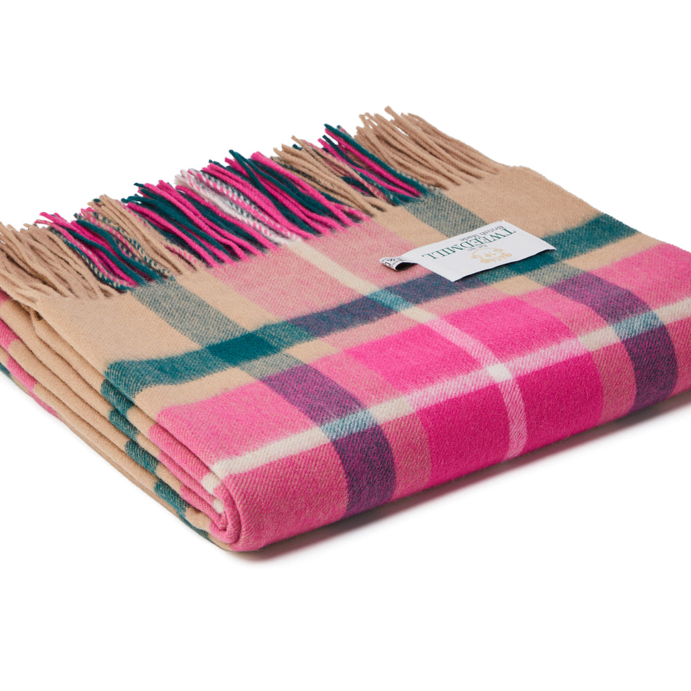Tweedmill Lambswool Throw, Bright Check, Ella