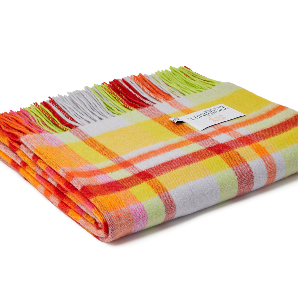 Tweedmill Lambswool Throw, Bright Check, Jolly
