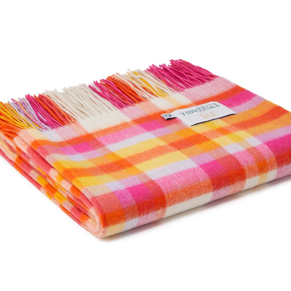 Tweedmill Lambswool Throw, Bright Check Rio