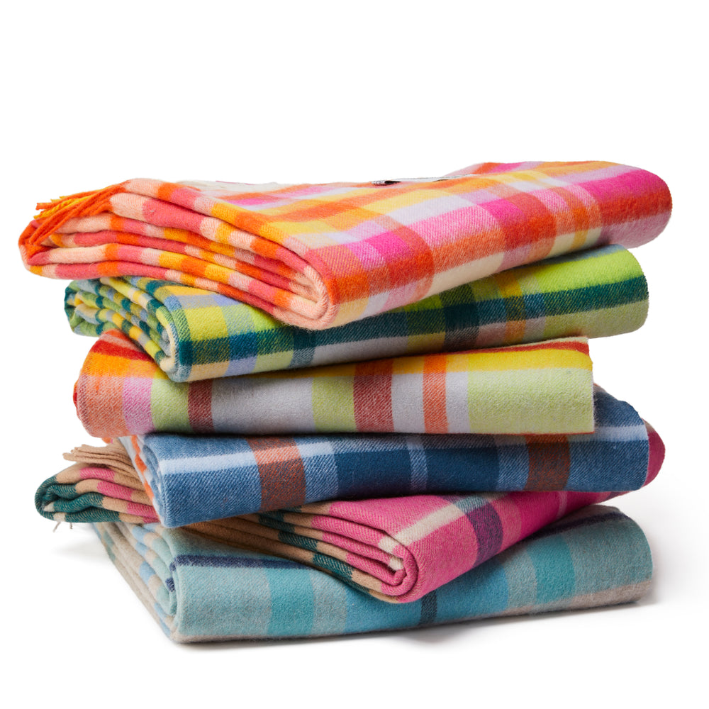 Tweedmill Lambswool Throw, Bright Check, Jolly