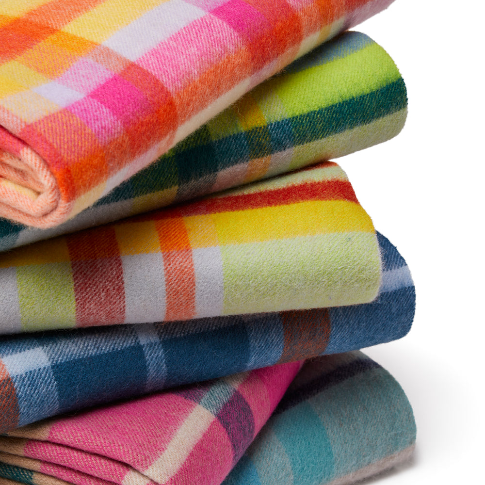 Tweedmill Lambswool Throw, Bright Check, Jolly