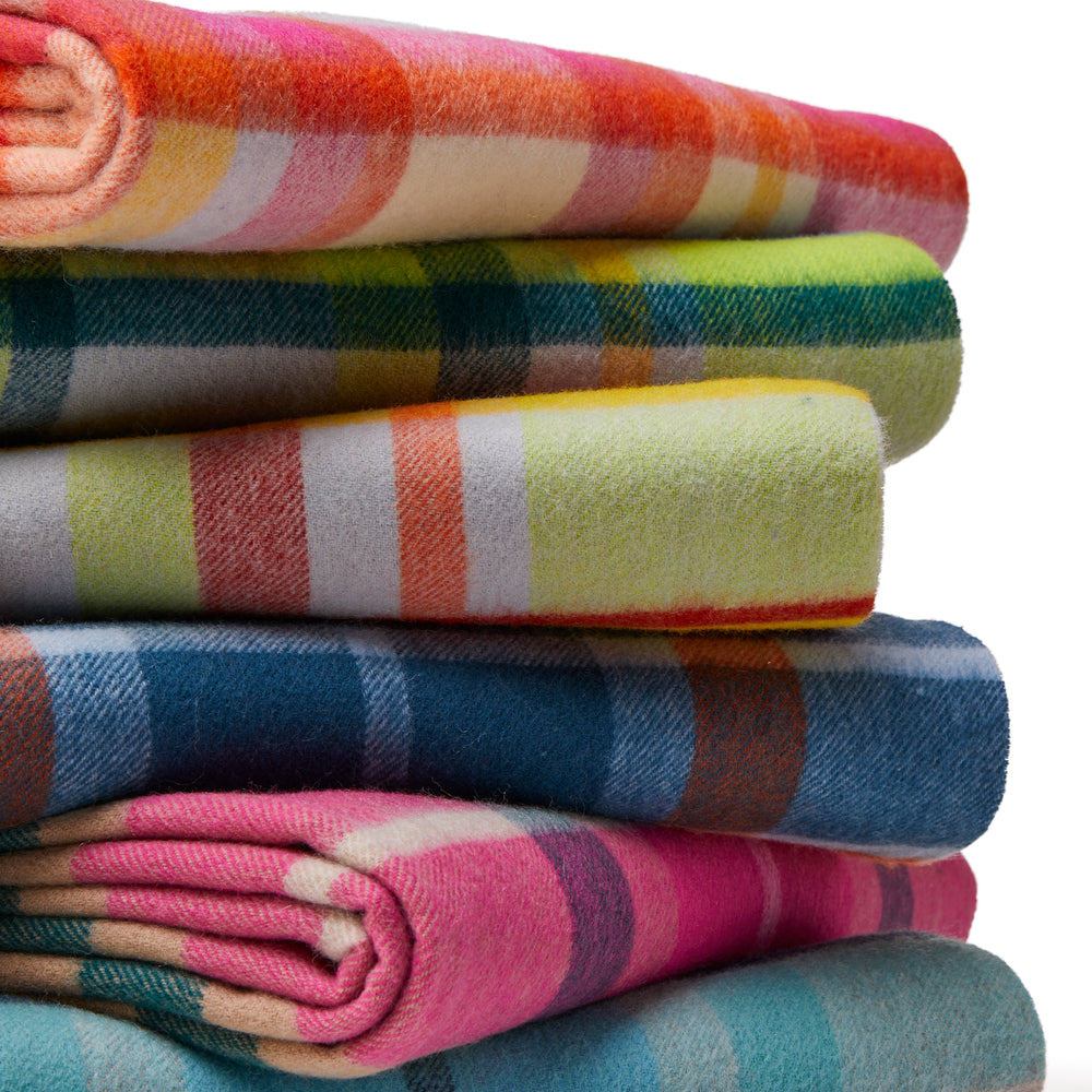 Tweedmill Lambswool Throw, Bright Check Rio
