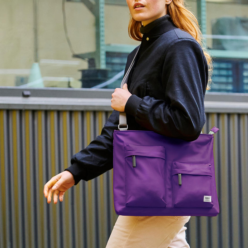 Roka London Moorgate M Tote Bag, Majestic Purple (Recycled Nylon )