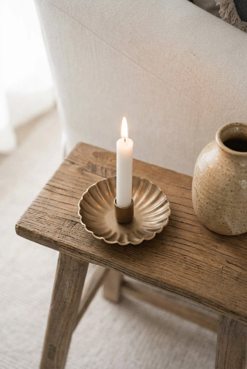 Morgan Wright Scalloped Metal Candle Holder