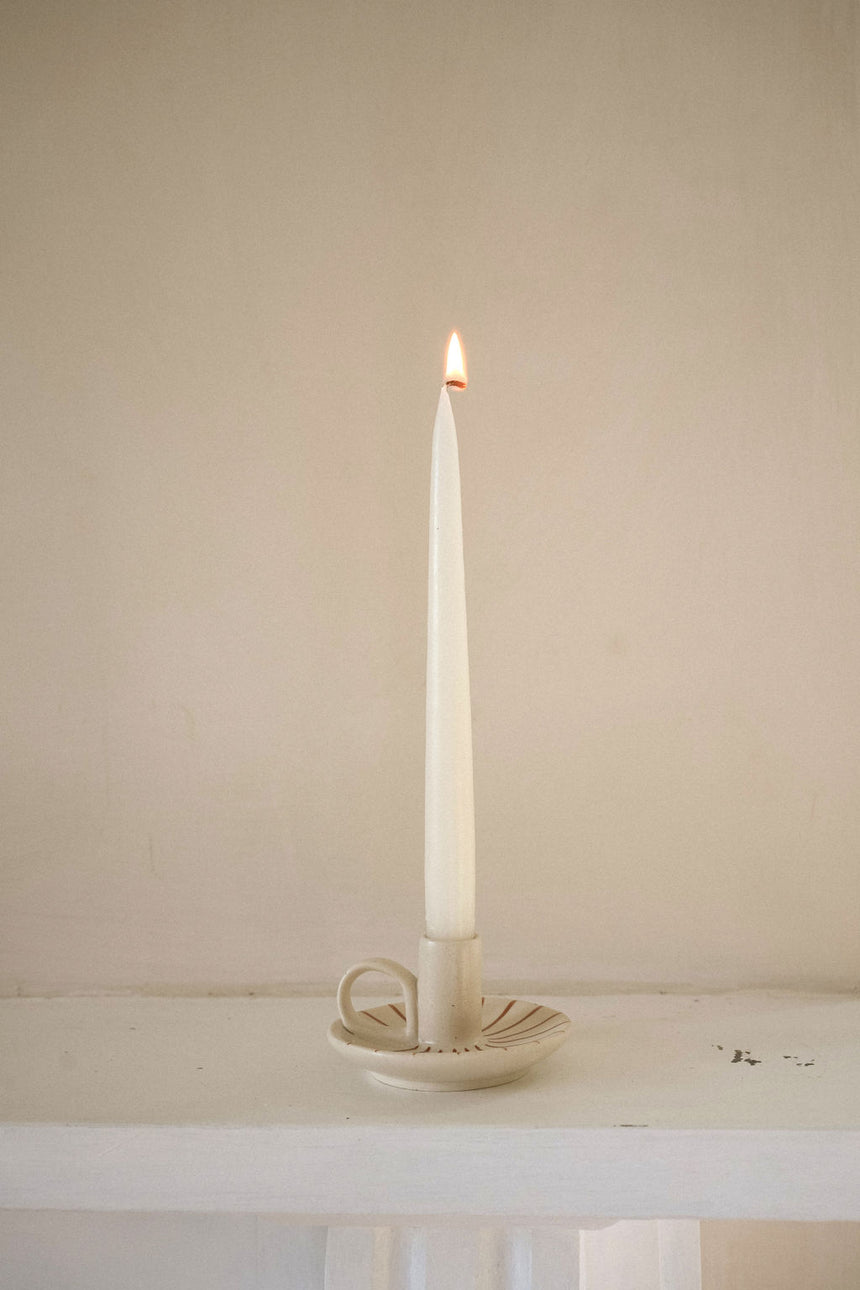Morgan Wright Wee Willy Winkee Ceramic Candle Holder, Ginger Pinstripe