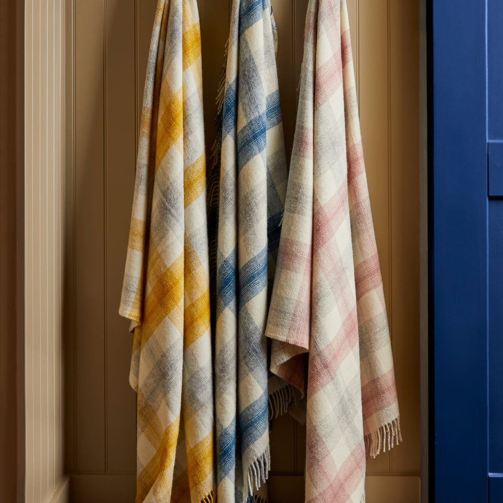 Tweedmill Meadow Check Pure New Wool Throw, Ink