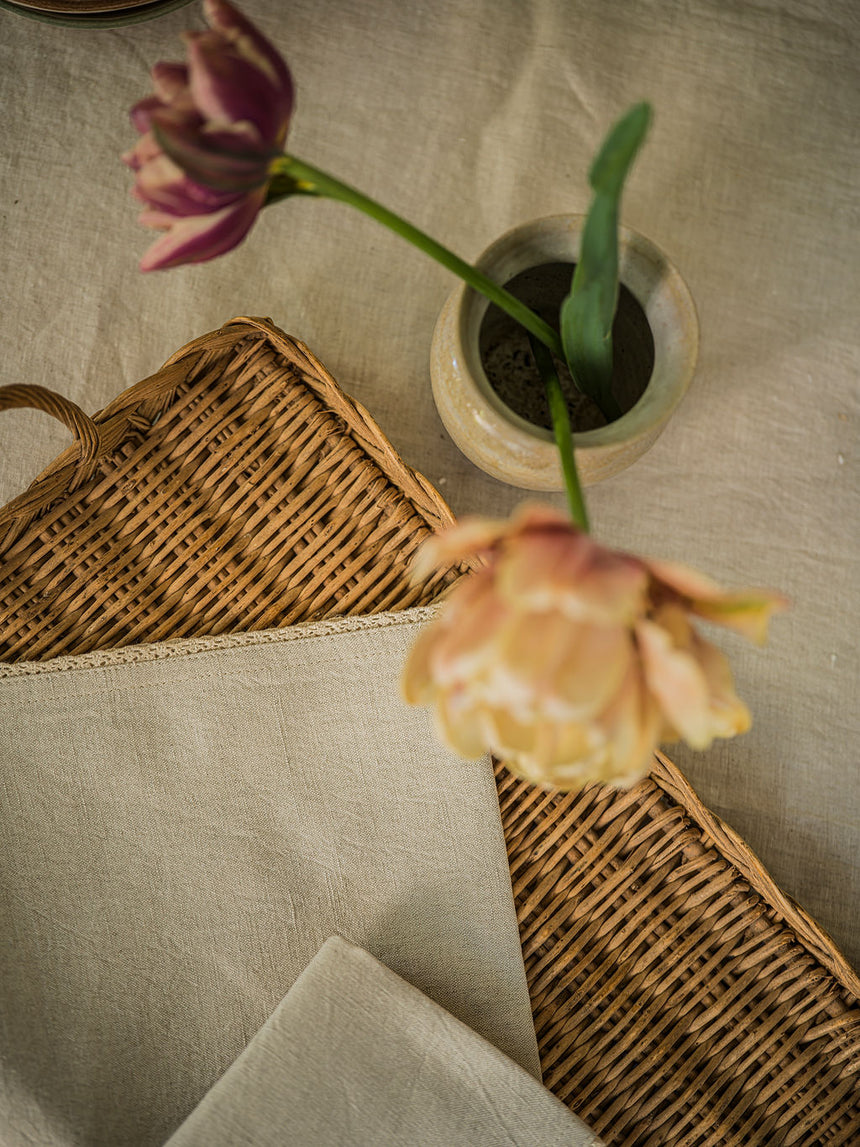 Morgan Wright Linen & Lace Napkin, Natural (Set of 4)