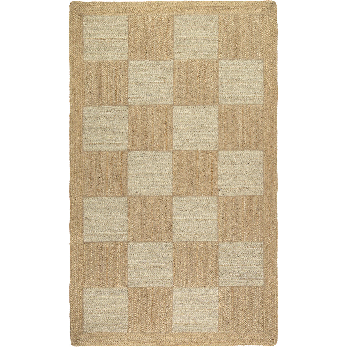 The Braided Rug Company Jute Rug, Natural / White Tiles