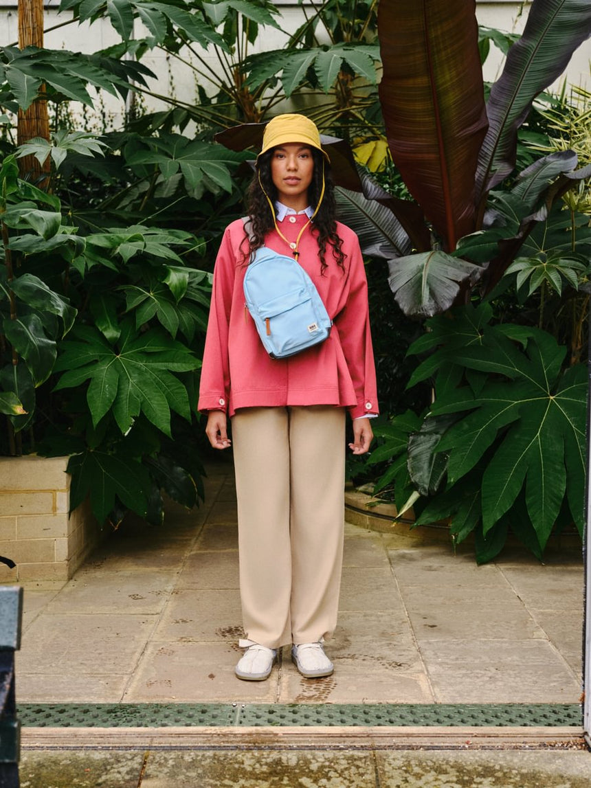 Roka London Willesden B Large Crossbody Bag, Retro Blue (Recycled Nylon)