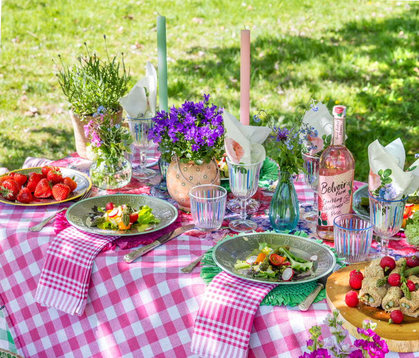 Talking Tables Bon Appetit Gingham Cotton Tablecloth, Raspberry