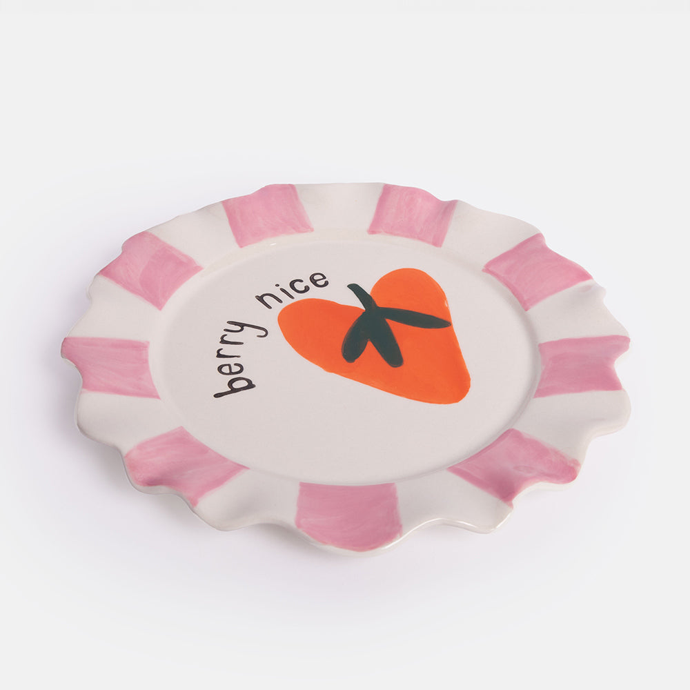 Caroline Gardner Pink Stripes Side Plate, Berry Nice