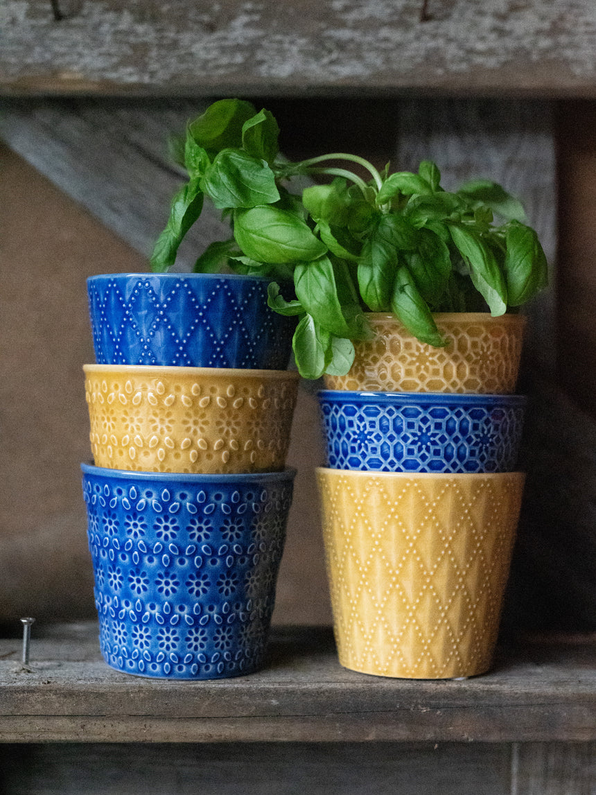 Wikholm Veda Ceramic Mini Plant Pot, Yellow (Set Of 3)