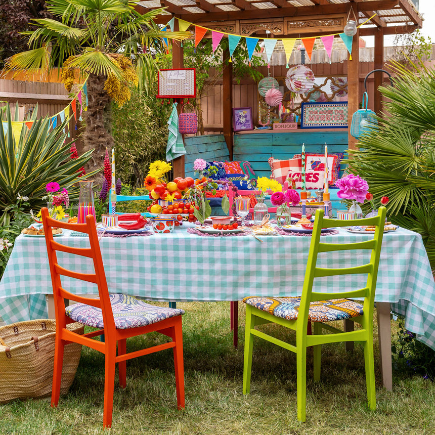 Talking Tables Bon Appetit Gingham Cotton Tablecloth, Mint