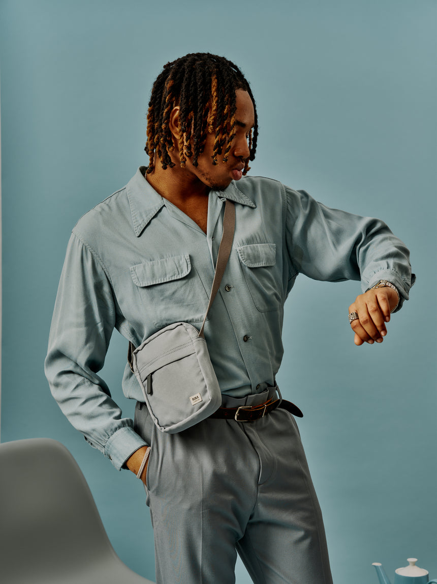 Roka London Bond Crossbody Bag, Pewter (Sustainable Canvas)