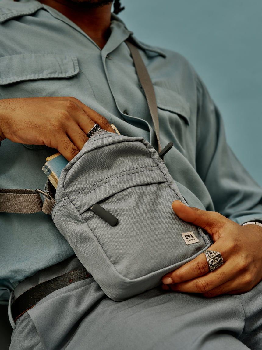 Roka London Bond Crossbody Bag, Pewter (Sustainable Canvas)