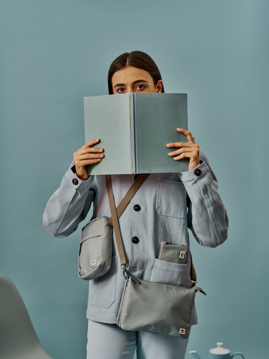 Roka London Bond Crossbody Bag, Pewter (Sustainable Canvas)