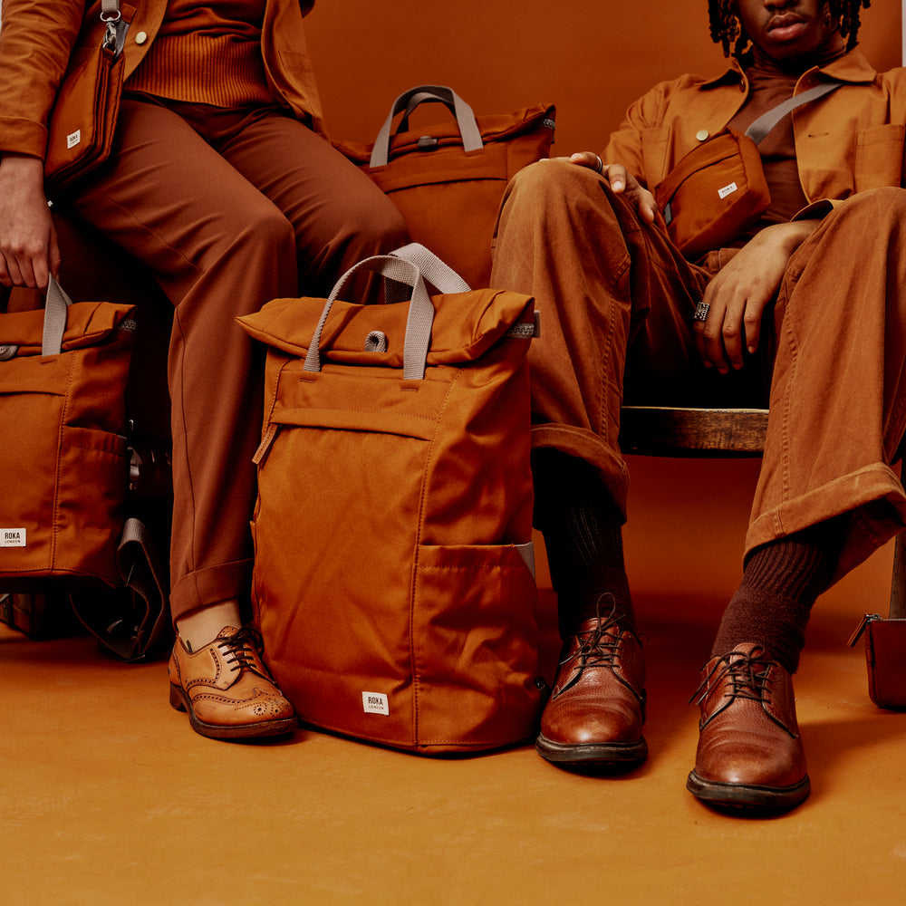 Roka London Finchley Sustainable Canvas Rucksack, Bran
