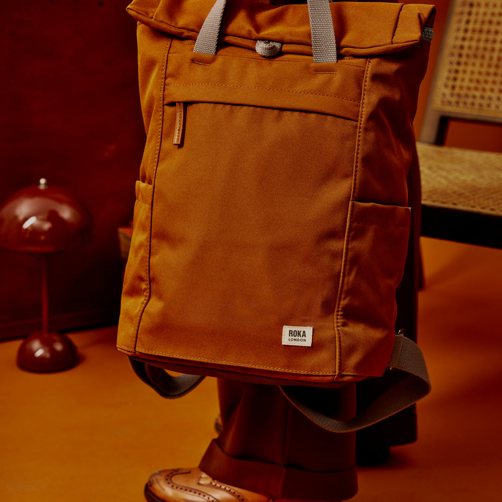 Roka London Finchley Sustainable Canvas Rucksack, Bran