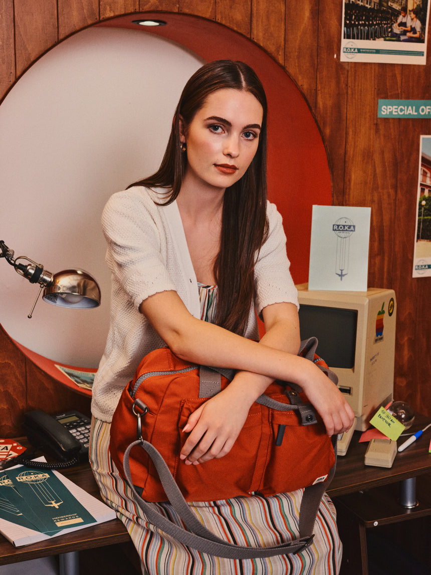 Roka London Gatwick Small Duffel Bag, Rooibos (Recycled Canvas)