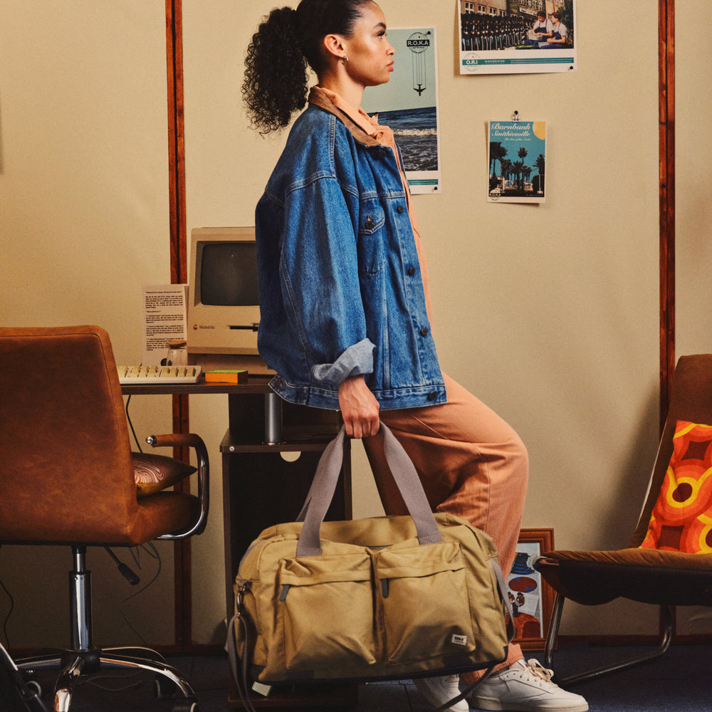 Roka London Gatwick Large Duffel  Bag, Khaki (Recycled Canvas)