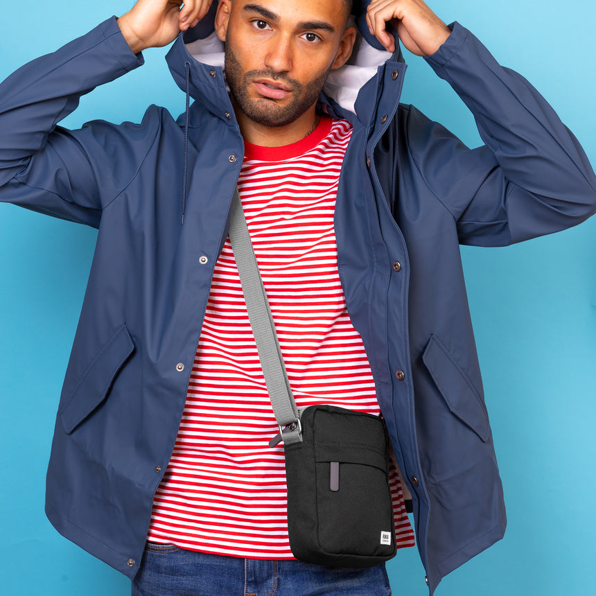 Roka London Bond Crossbody Bag, Black (Recycled  Nylon Ripstop)