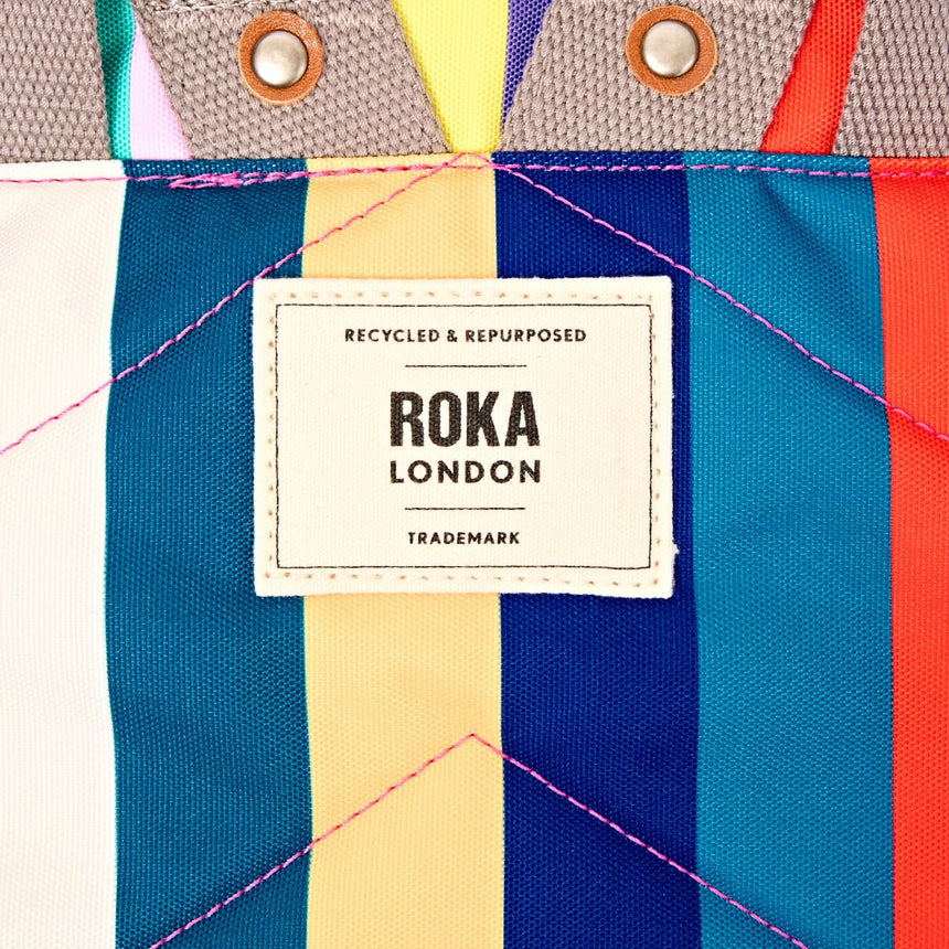 Roka London Canfield B Sustainable Canvas Rucksack, Wide Multi Stripe