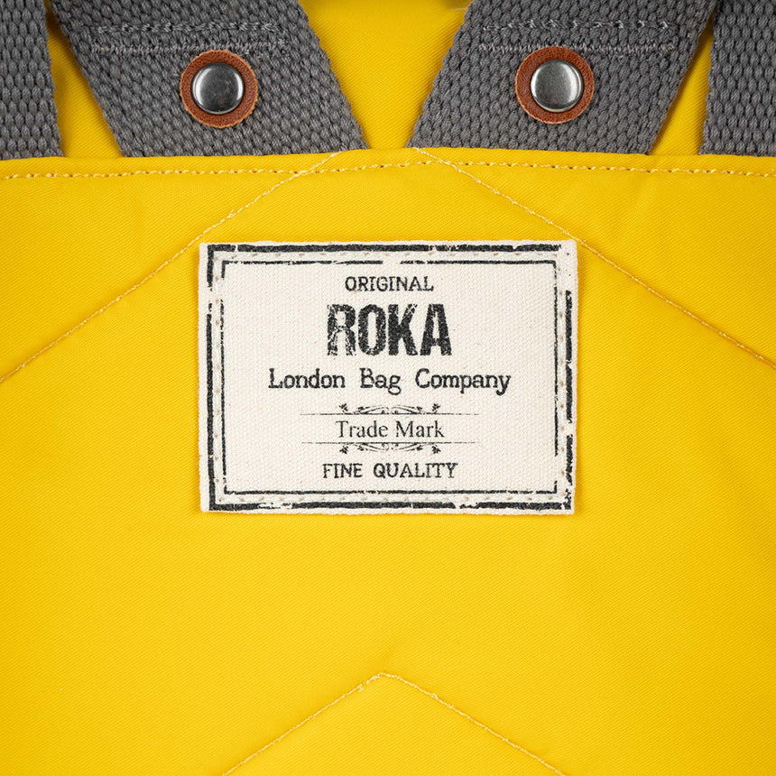 Roka London Canfield B Sustainable Nylon Rucksack, Mustard