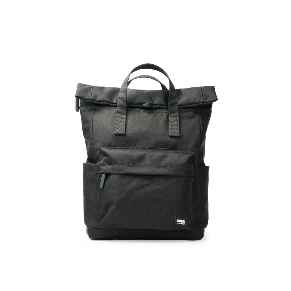 Roka London All Black Canfield B Medium Rucksack, (Sustainable Canvas)