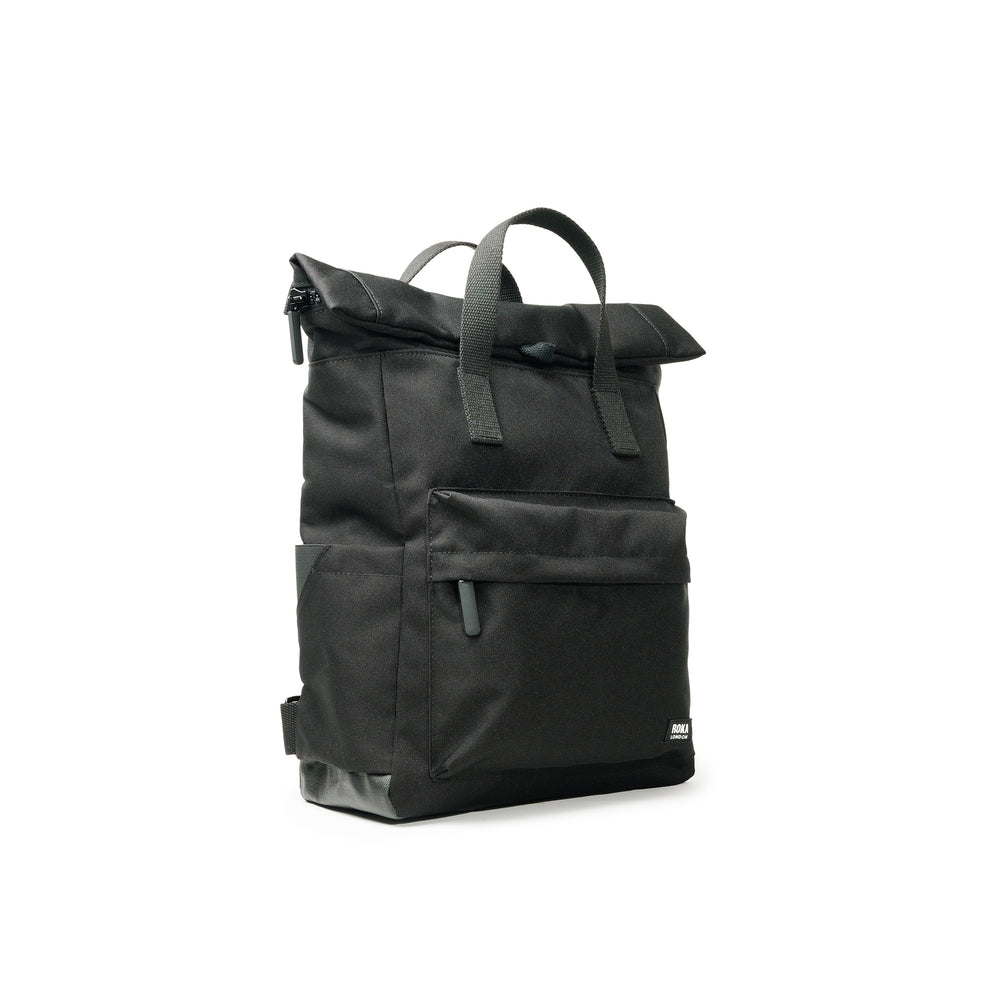 Roka London All Black Canfield B Medium Rucksack, (Sustainable Canvas)