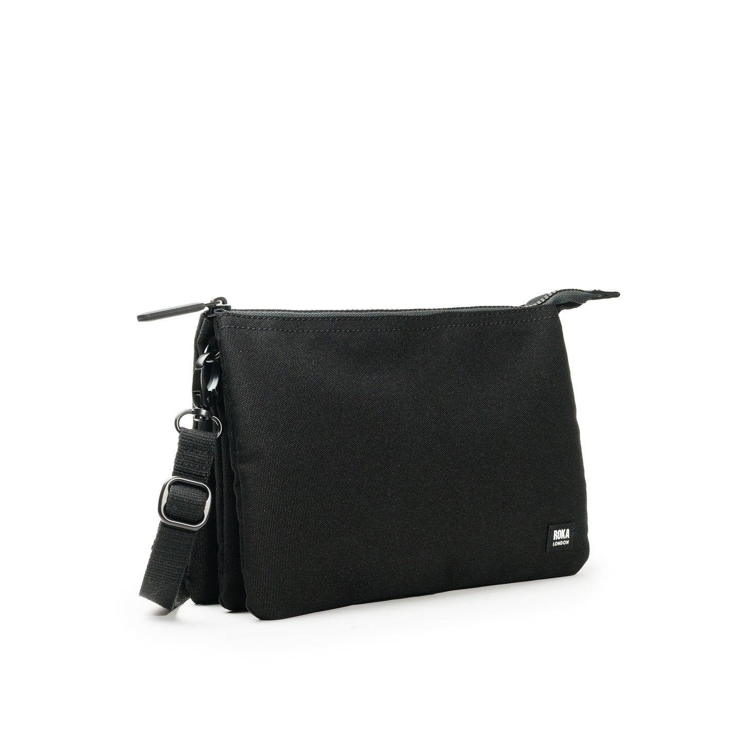 Roka London Carnaby Crossbody Bag, All Black (Sustainable Canvas)