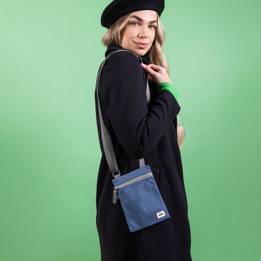 Roka London Chelsea Crossbody Phone Bag,Deep Blue (Sustainable Canvas)