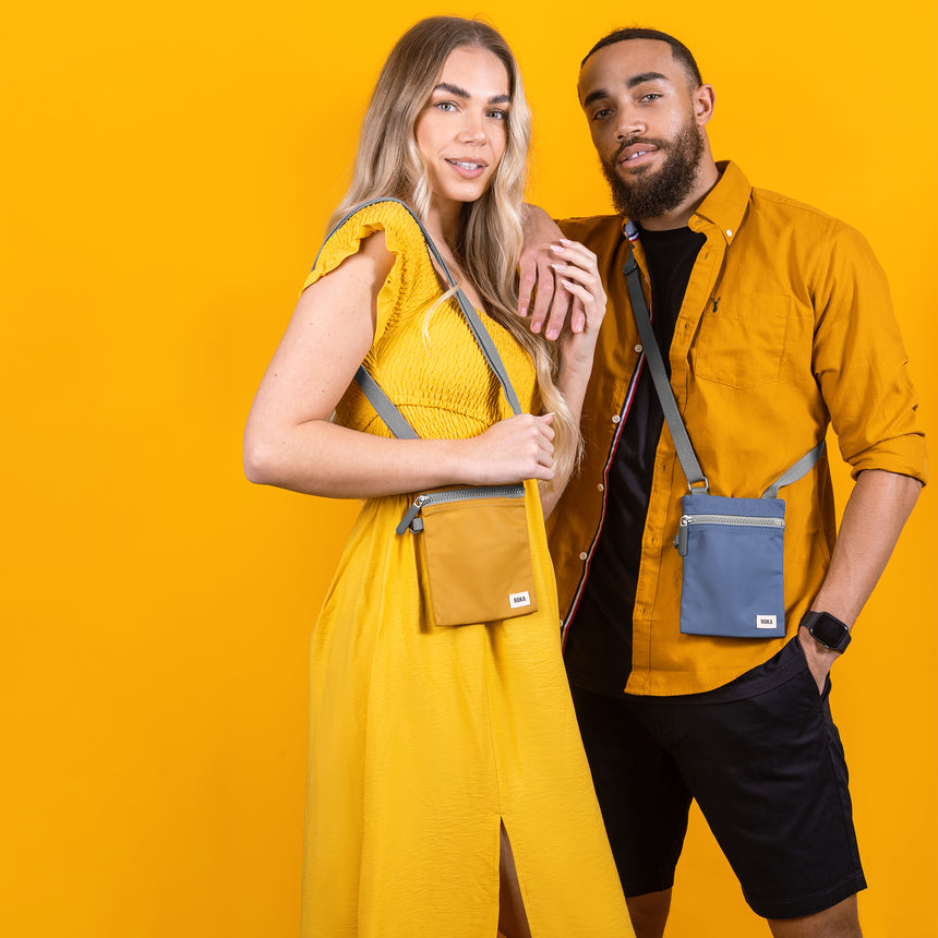 Roka London Chelsea Crossbody Phone Bag,Deep Blue (Sustainable Canvas)