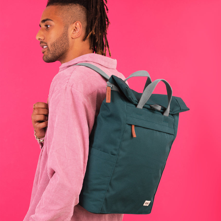 Roka London Finchley Sustainable Canvas Rucksack, Teal