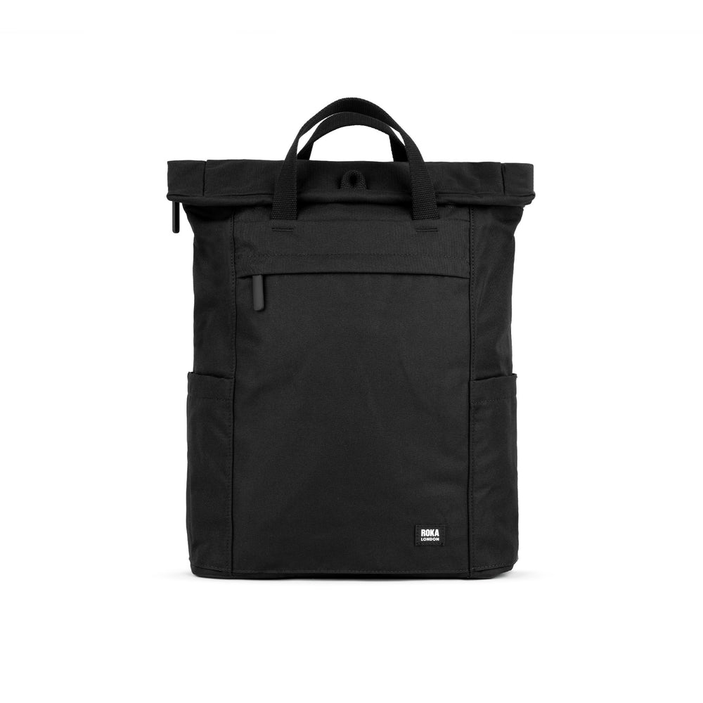 Roka London All Black Finchley Rucksack, (Sustainable Canvas)