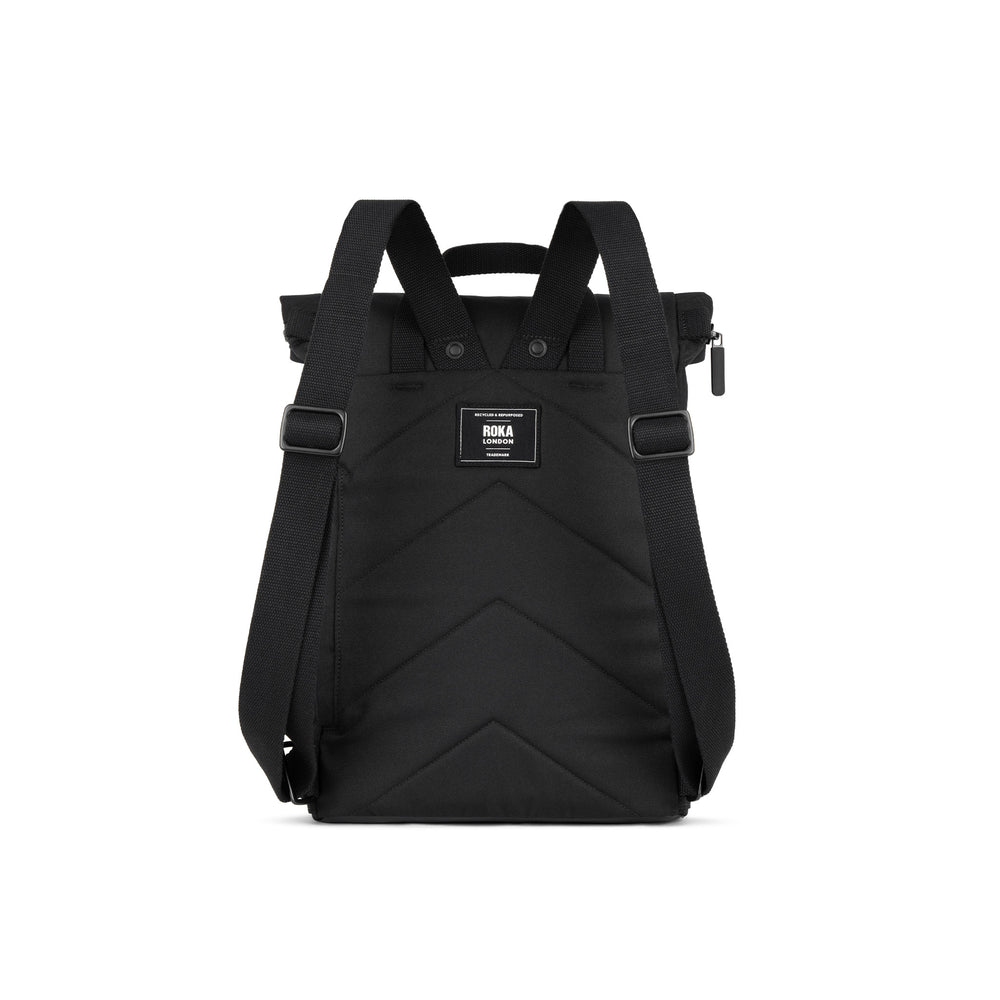 Roka London All Black Finchley Rucksack, (Sustainable Canvas)