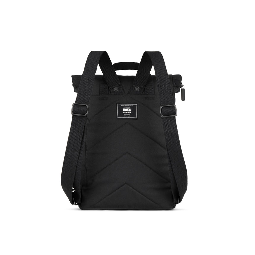 Roka London All Black Finchley Rucksack, (Sustainable Canvas)