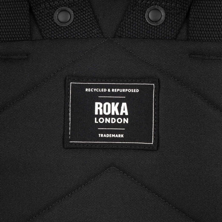 Roka London All Black Finchley Rucksack, (Sustainable Canvas)