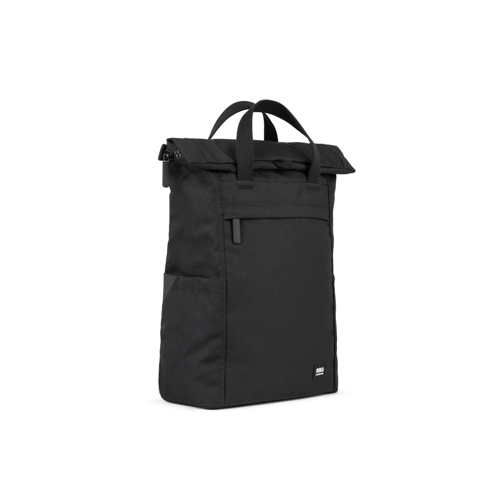 Roka London All Black Finchley Rucksack, (Sustainable Canvas)