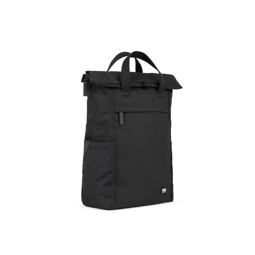 Roka London All Black Finchley Rucksack, (Sustainable Canvas)