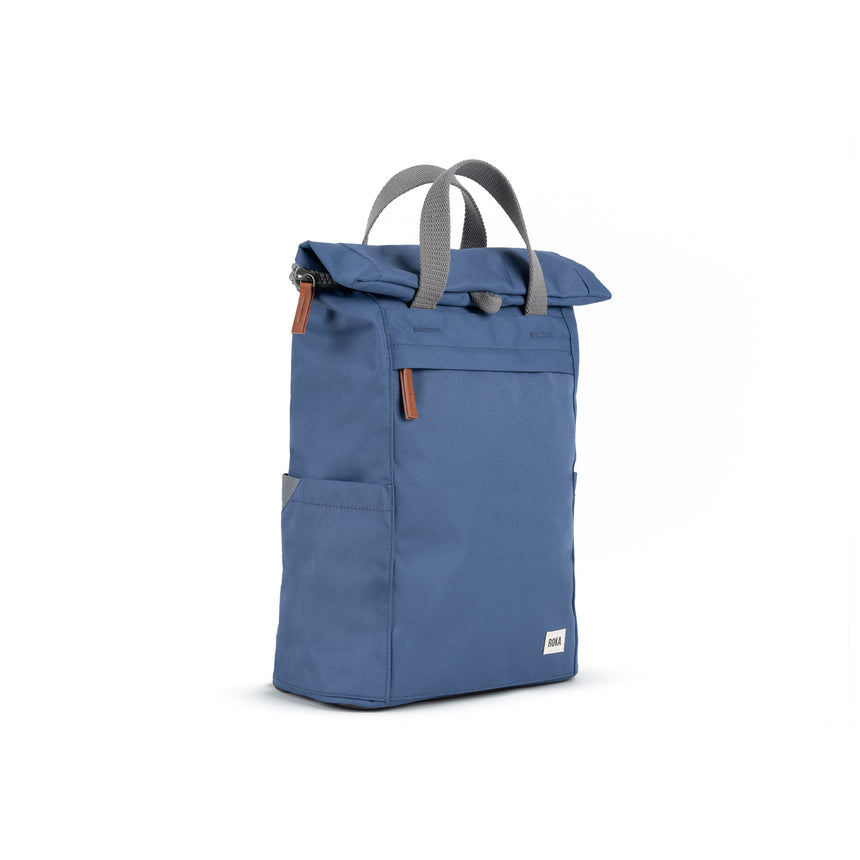 Roka London Finchley Sustainable Canvas Rucksack, Burnt Blue