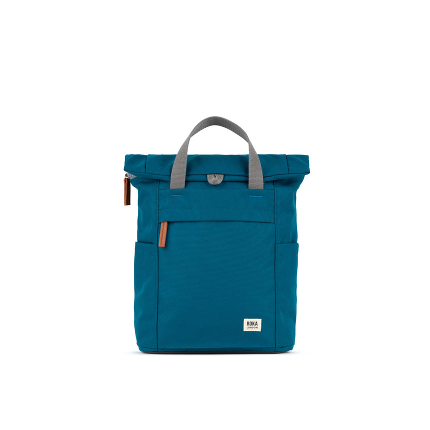 Roka London Finchley Small Sustainable Canvas Rucksack, Sapphire