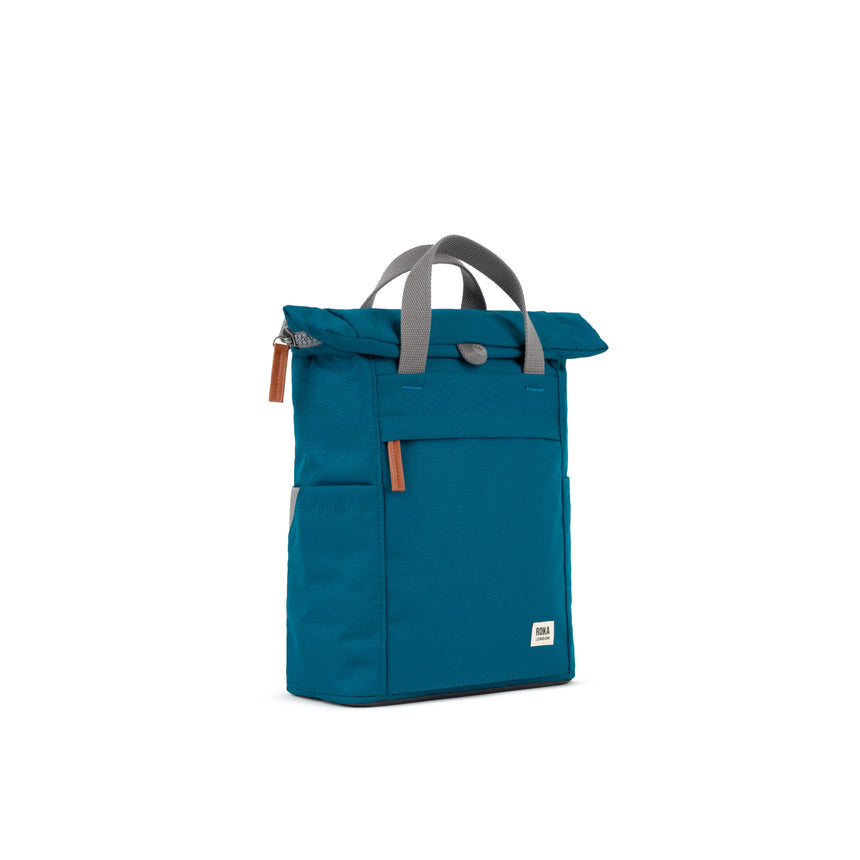 Roka London Finchley Small Sustainable Canvas Rucksack, Sapphire