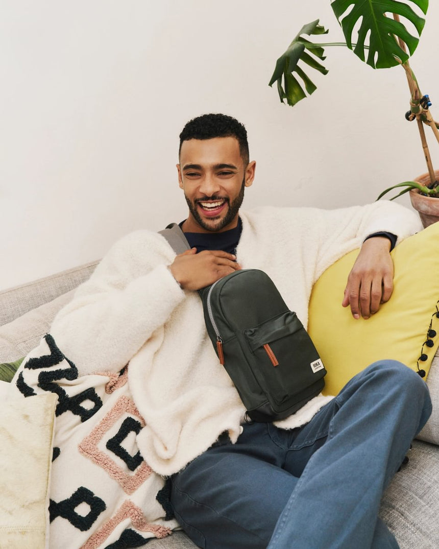 Roka London Willesden B Large Crossbody Bag, Thyme (Recycled Nylon)