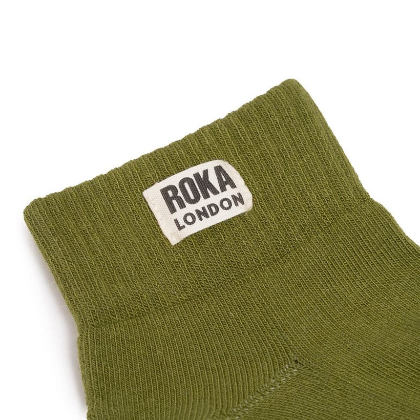 Roka London Wembley Organic Cotton Ankle Socks, Avocado