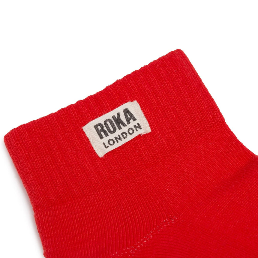 Roka London Wembley Organic Cotton Ankle Socks, Cranberry
