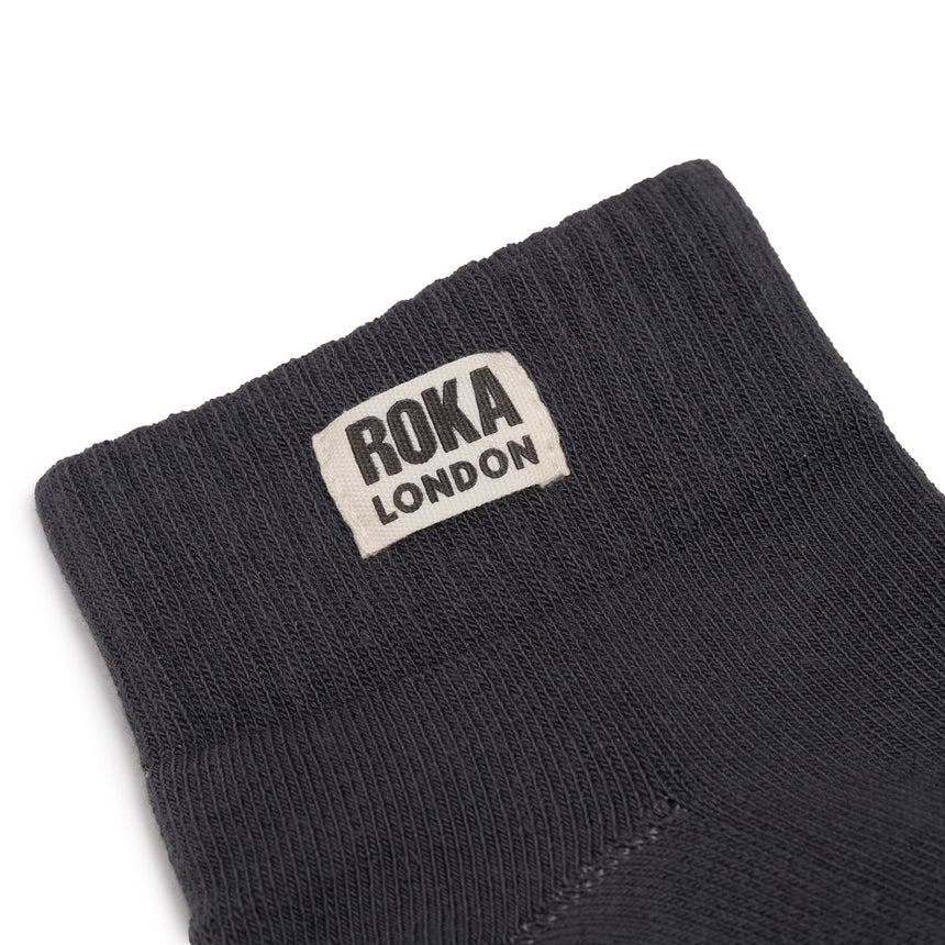 Roka London Wembley Organic Cotton Ankle Socks, Faded Black