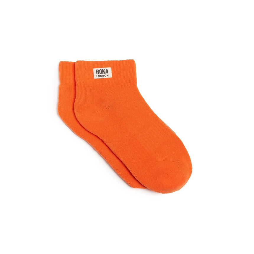 Roka London Wembley Organic Cotton Ankle Socks, Mandarin