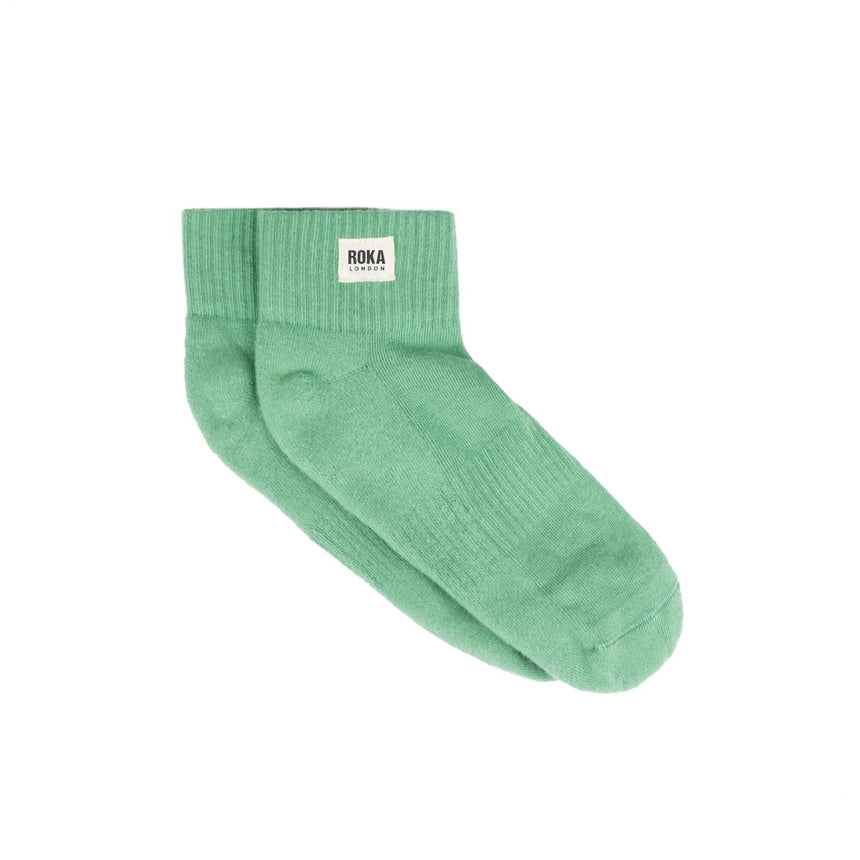 Roka London Wembley Organic Cotton Ankle Socks, Matcha