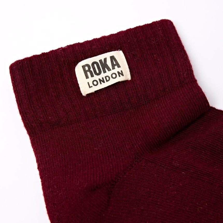 Roka London Wembley Organic Cotton Ankle Socks, Plum